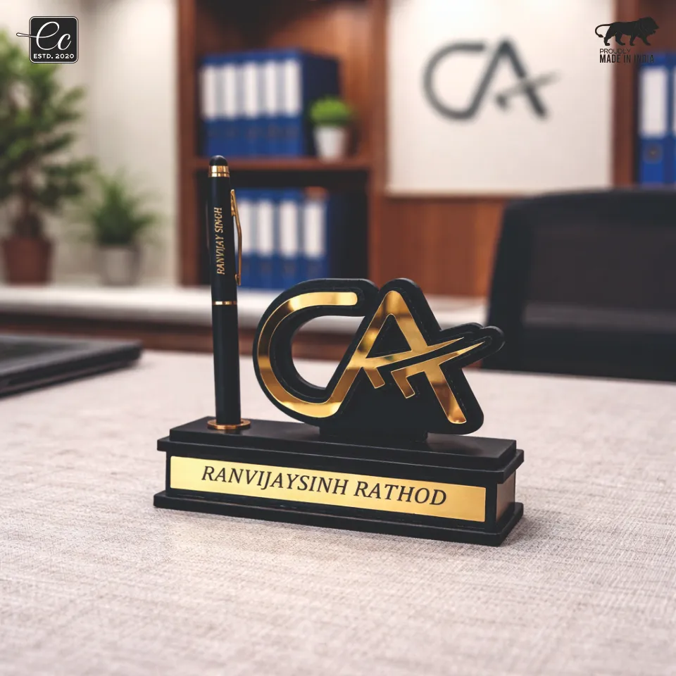 Premium CA Theme Desk Organizer with Name & Pen Holder – Personalized